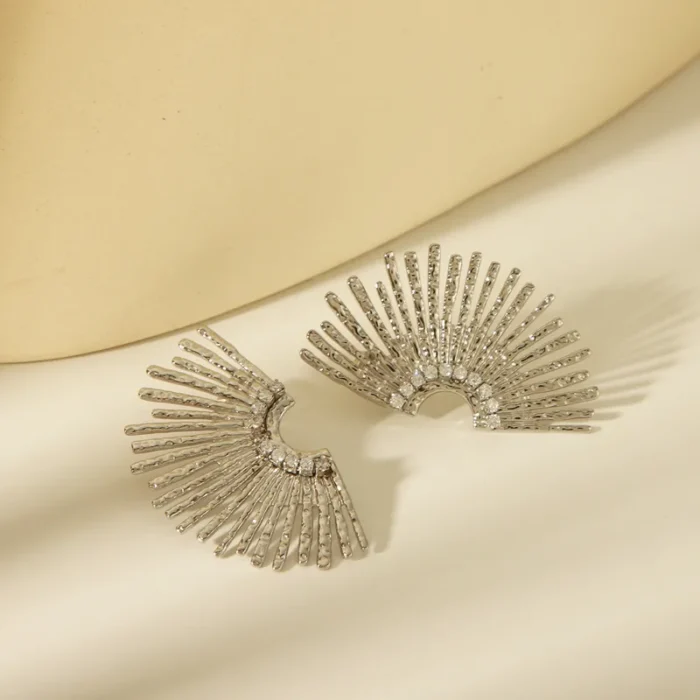 Σκουλαρίκια Kουμπωτά Sunrise - Ασημί - Image 2