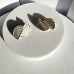 Σκουλαρίκια Κουμπωτά Half Circles - Δίχρωμα - Image 2