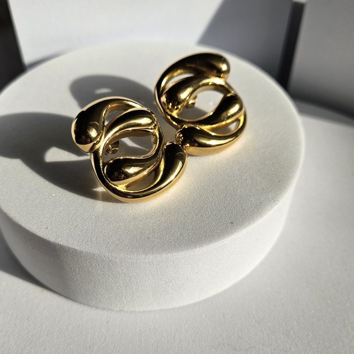 Σκουλαρίκια Κουμπωτά Double Hugs - Χρυσό - Image 2