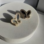 Σκουλαρίκια Κουμπωτά Πεταλούδες με Στρας - Χρυσό