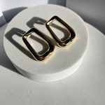 Σκουλαρίκια Κουμπωτά Παραλληλόγραμμα - Χρυσό - Image 2