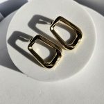 Σκουλαρίκια Κουμπωτά Παραλληλόγραμμα - Χρυσό