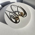 Σκουλαρίκια Κουμπωτά Οβαλ Καμπυλωτά - Δίχρωμο