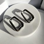 Σκουλαρίκια Κουμπωτά Παραλληλόγραμμα - Ασημί - Image 2