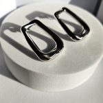 Σκουλαρίκια Κουμπωτά Παραλληλόγραμμα - Ασημί