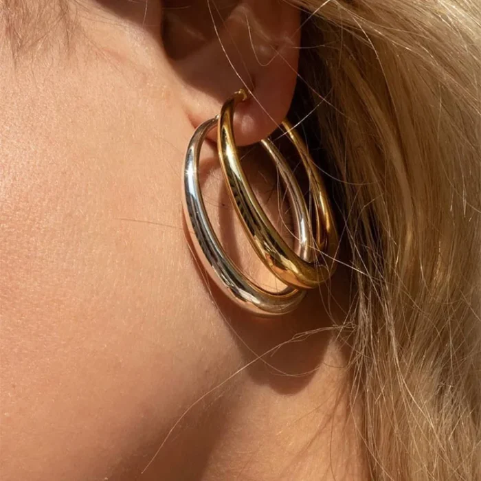 Σκουλαρίκια Hoop Circle - Χρυσό - Image 4