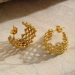 Σκουλαρίκια Κουμπωτά Pegola - Χρυσό