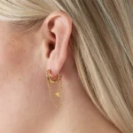 Σκουλαρίκια Κρικάκια με Κρεμαστό Αλυσιδάκι - Χρυσό