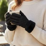 Γυναικεία Γάντια Καπιτονέ με Γουνάκι στο Καρπό - Μαύρο