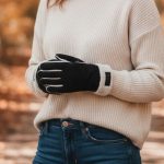 Γυναικεία Γάντια Καστόρ με Γούνα στον Καρπό - Μαύρο