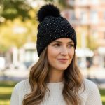 Σκουφί Με Φούντα Total Στρας - Μαύρο