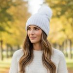 Σκουφί Με Φούντα Half Στρας - Ιριδίζον Λευκό