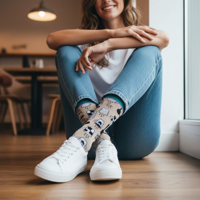 Κάλτσες Unisex Ψηλές με Σχέδιο Coffee - Image 2