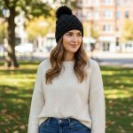 Σκουφί Με Φούντα Total Στρας - Μαύρο - Image 2