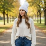 Σκουφί Με Φούντα Half Στρας - Ιριδίζον Λευκό - Image 2