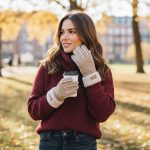 Γυναικεία Γάντια Καστόρ με Γούνα στον Καρπό - Μπεζ - Image 2