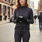 Γυναικεία Γάντια Σουέντ με Λεοπάρ Λεπτομέρεια - Μαύρο - Image 2