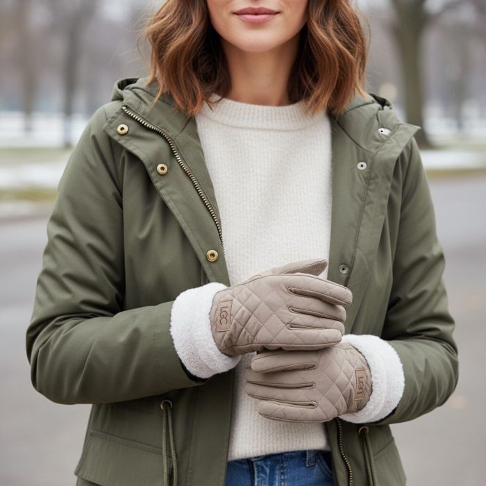 Γυναικεία Γάντια Καπιτονέ με Γουνάκι στο Καρπό - Εκρού - Image 2