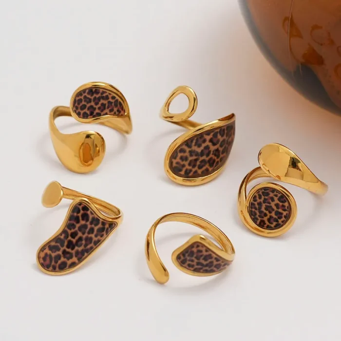 Δαχτυλίδι Ρυθμιζόμενο Animal Print Flowy - Χρυσό - Image 2