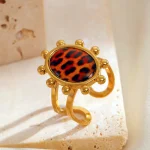 Δαχτυλίδι Ρυθμιζόμενο Animal Print Follin - Χρυσό
