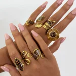 Δαχτυλίδι Ρυθμιζόμενο Animal Print Flowy - Χρυσό - Image 3