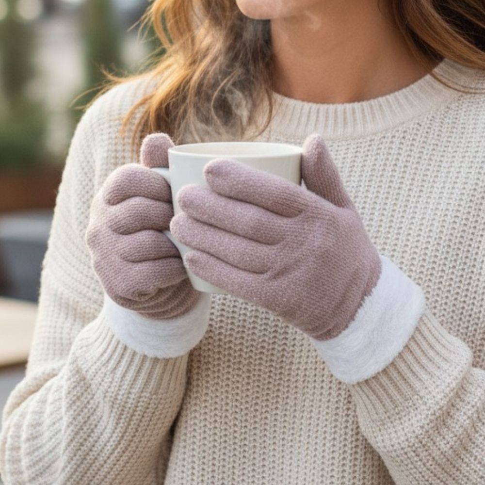 gunaikeia-gantia-gouna-kosmima-online (7) Γυναικεία Γάντια Χνουδωτά με Γουνάκι στο Καρπό - Ροζ - Image 1
