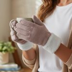 Γυναικεία Γάντια Χνουδωτά με Γουνάκι στο Καρπό - Ροζ - Image 2