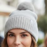 Σκουφί Με Φούντα Half Στρας - Μπεζ - Image 2