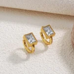 Σκουλαρίκια Κρικάκια με Διάφανη Πέτρα - Χρυσό