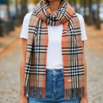 Γυναικεία Πασμίνα Μακριά με Κρόσσια Καρό Ταρτάν – Μπεζ / Κόκκινο