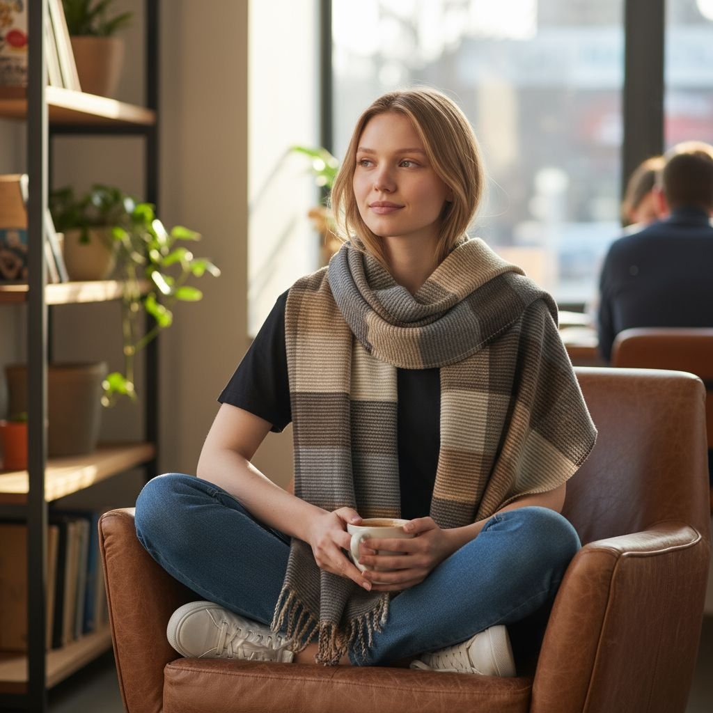 gunaikeies-pasmines-makries-megales-kosmima-online (11) Γυναικεία Πασμίνα Μακριά με Κρόσσια Καρό – Μπεζ - Image 1