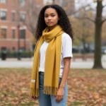 Γυναικεία Πασμίνα Μακριά με Κρόσσια – Μουσταρδί