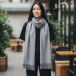 Γυναικεία Πασμίνα Μακριά με Κρόσσια – Γκρι