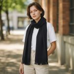 Γυναικεία Πασμίνα Μακριά με Κρόσσια – Μαύρη