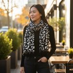 Γυναικεία Πασμίνα Μακριά Leopard Nora με Φούντες – Λευκή