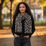 Γυναικεία Πασμίνα Μακριά Leopard Nora με Φούντες – Μπέζ