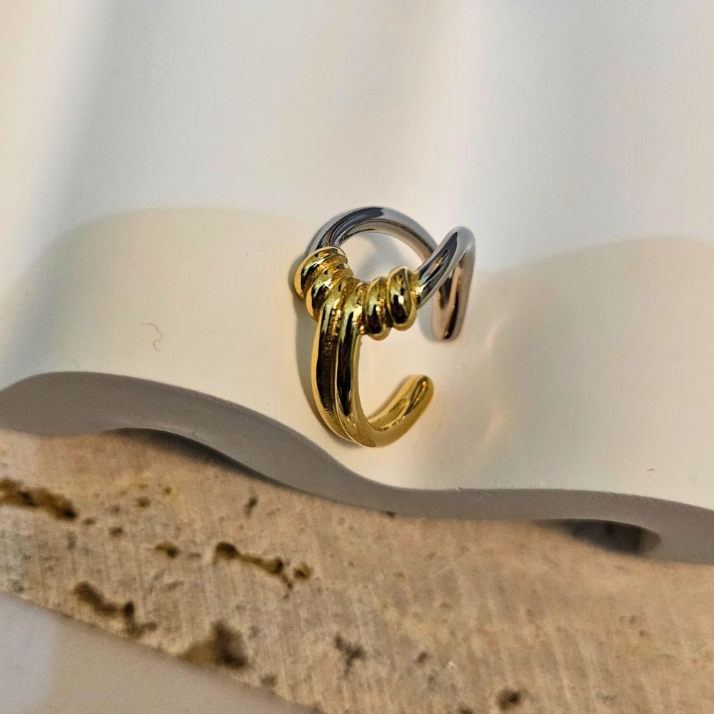 gunaikeio-daxtulidi-atsalino-kosmima-online-one-size (19) Δαχτυλίδι Ρυθμιζόμενο Jacy - Δίχρωμο - Image 1