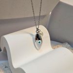 Κολιέ Λεπτή Αλυσίδα με Οβάλ Ματάκι - Ασημί