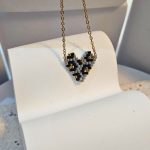 Κολιέ Miyuki Καρδιά Γκρι Λεοπάρ - Χρυσό