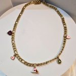 Κολιέ Αλυσίδα με Charms Heart and Hat - Χρυσό