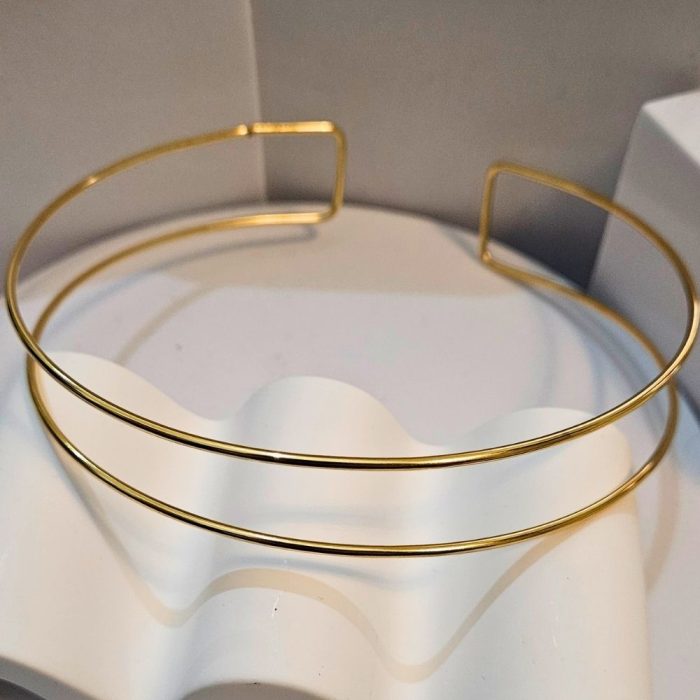 Κολιέ Choker Λαιμού Σταθερό Minimal Διπλής Σειράς - Χρυσό - Image 2