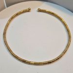 Κολιέ Choker Λαιμού Σταθερό Queen με Ραβδώσεις - Χρυσό