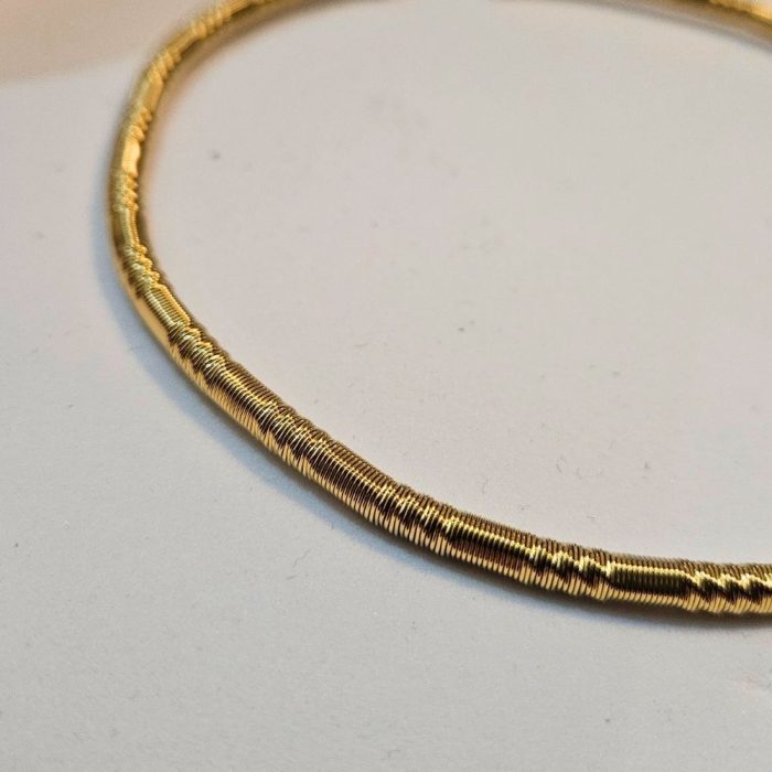 Κολιέ Choker Λαιμού Σταθερό Queen με Ραβδώσεις - Χρυσό - Image 2