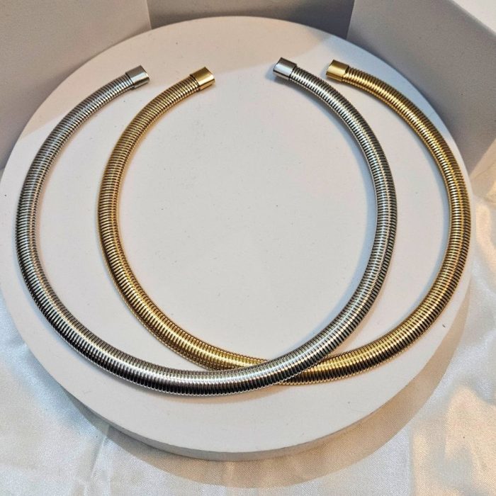 Κολιέ Choker Λαιμού Σταθερό Snake Detail - Χρυσό - Image 2