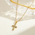 Κολιέ Λεπτή Αλυσίδα 3D Σταυρός - Δίχρωμο