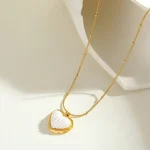 Κολιέ Αλυσίδα με Μενταγιόν Καρδιά από Λευκή Πέτρα Soul - Χρυσό