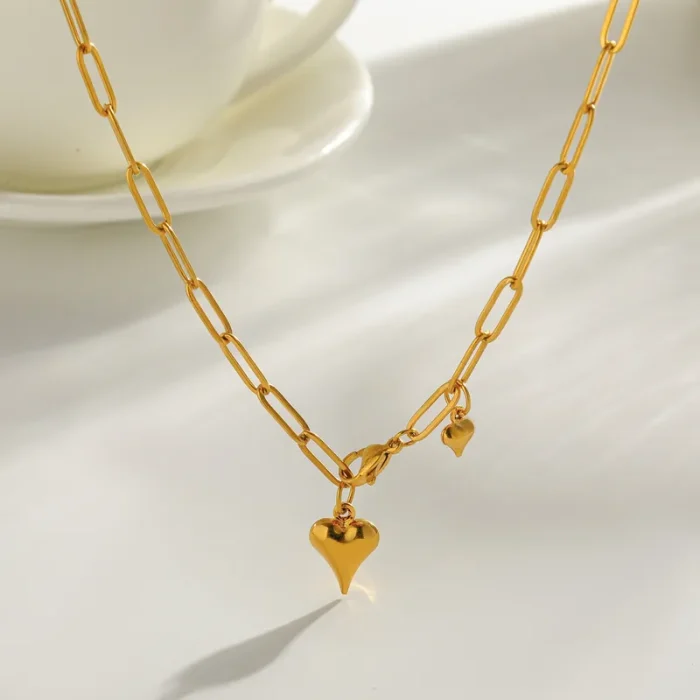 Κολιέ Αλυσίδα με Δύο Καρδιές Guard - Χρυσό - Image 3