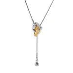 Κολιέ Λεπτή Αλυσίδα Τύπου Y Δίχρωμοι Κρίκοι - Ασημί