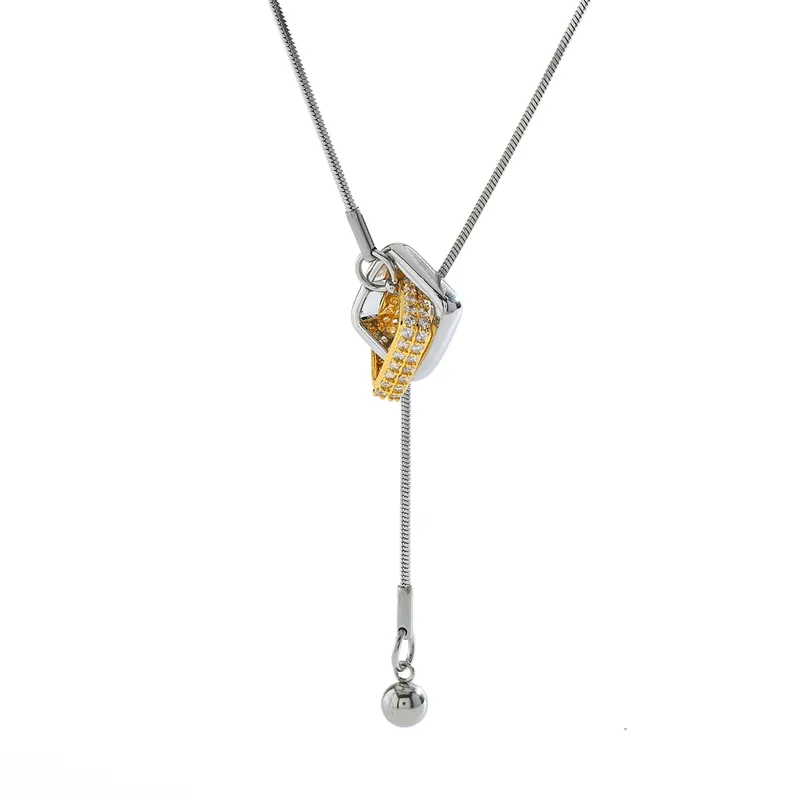 gunaikeio-kolie-atsalino-xriso-asimi-kosmima-online (118) Κολιέ Λεπτή Αλυσίδα Τύπου Y Δίχρωμοι Κρίκοι - Ασημί - Image 1