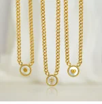 Κολιέ Chunky Chain Δίχρωμο Μενταγιόν Καρδιά - Χρυσό - Image 2